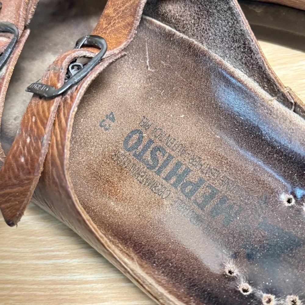 Mephisto Zach Fit 4442 Sandals Mens US 9 Desert Buffalo Leather Adjustable Slide